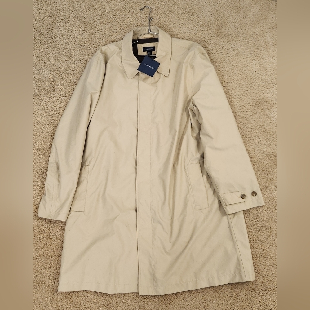 Womens Lands End Beige Tan Trench Coat NWT Size‎ XL #L585